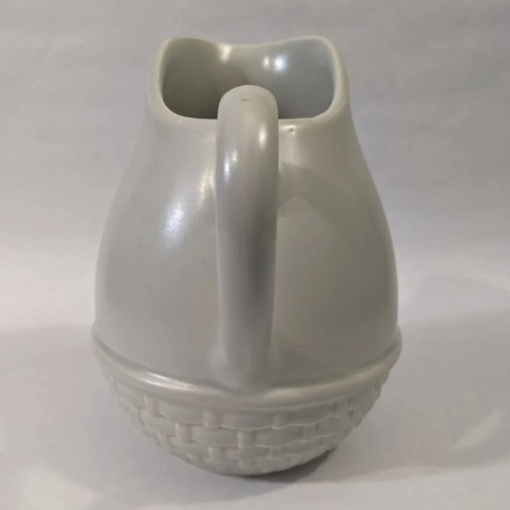 Vintage Pfaltzgraff Basketweave Stoneware Pitcher Off-White Vintage Farmhouse